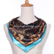 Мода цветочные принт полиэстер квадратных шелка атласа леди шарф